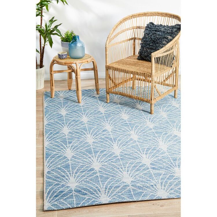 Rug Culture Terrace Fern Trellis Indoor/Outdoor Rug Blue