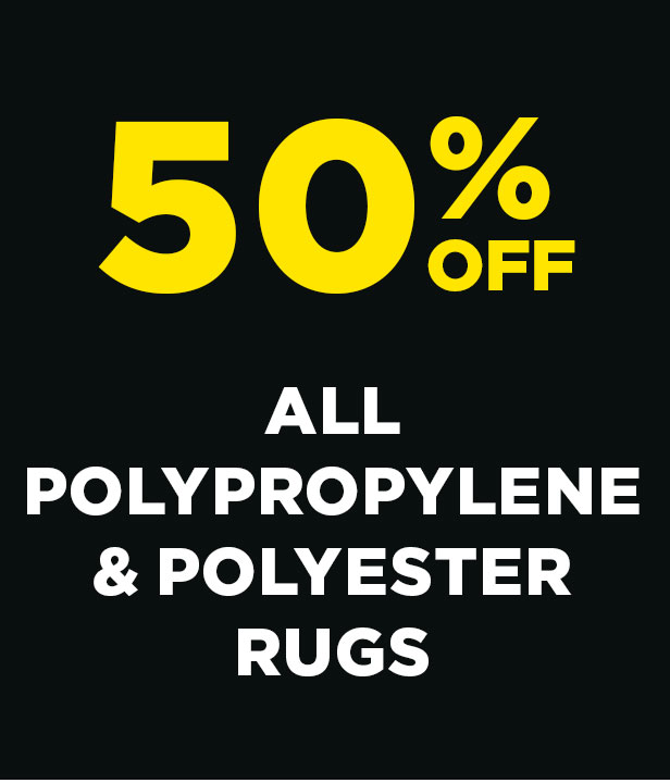 50% Off All Polypropylene & Polyester Rugs