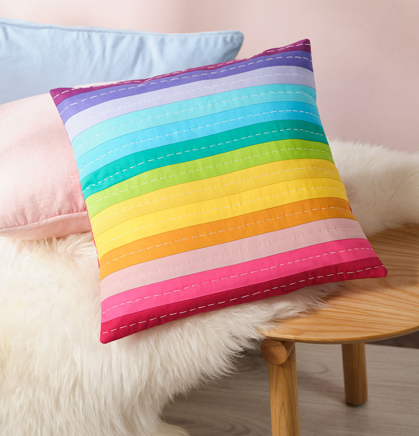 Hand Quilted Rainbow Cushion Project