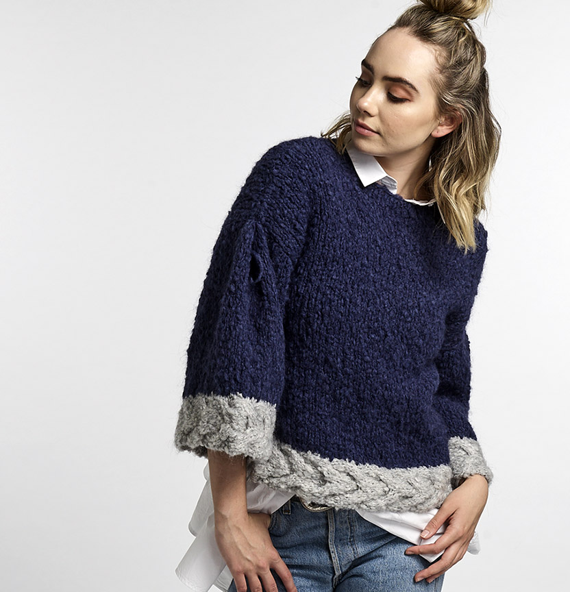 Abbey Road Truly Madly Mohair Jumper With Cable Trim Project