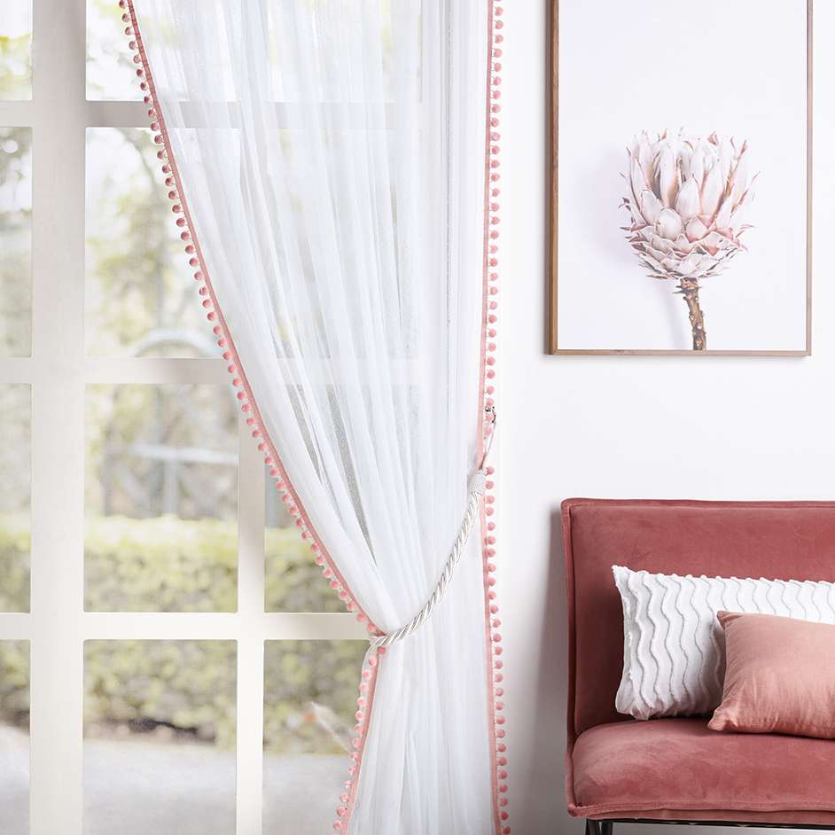 Anne Sheer Curtain With Pom Poms Project