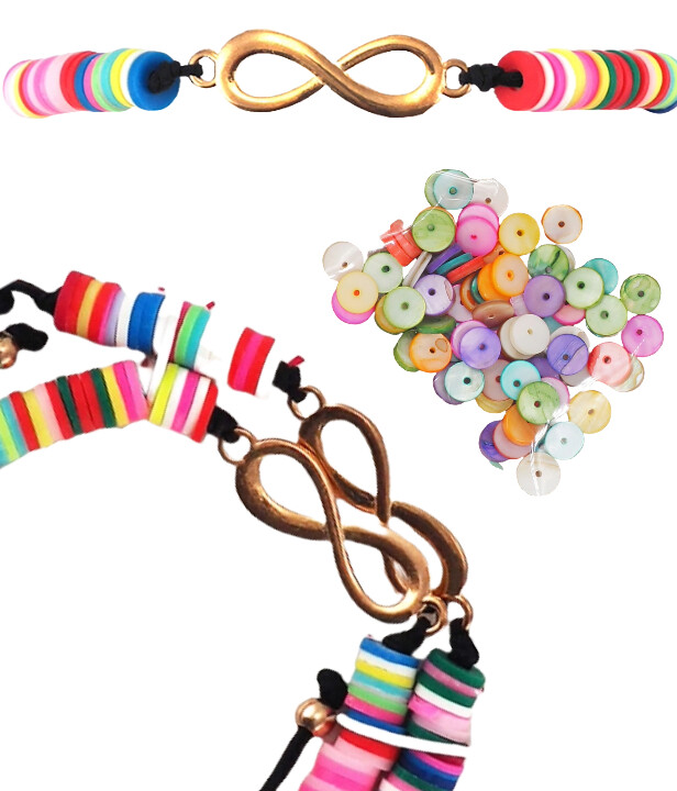 Coloured flat heishi beads