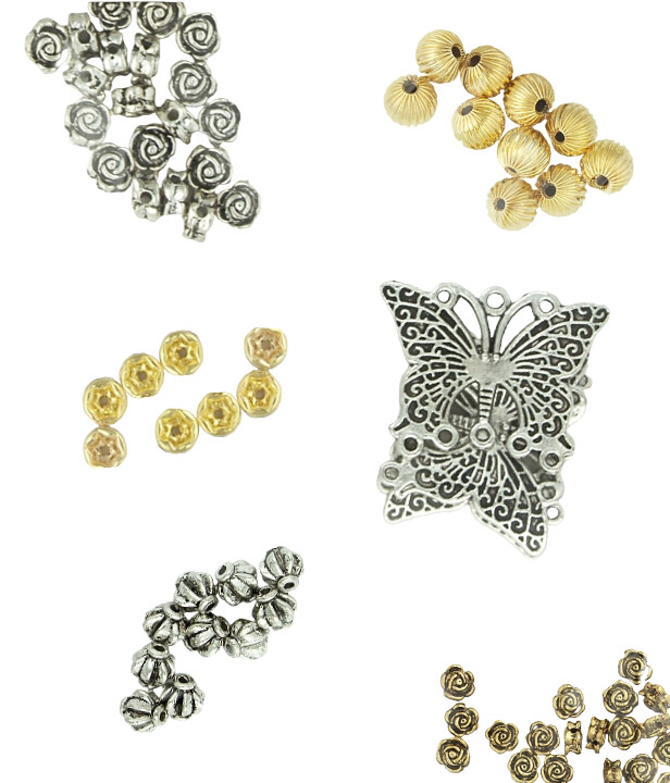 Silver & Gold metal beads and pendants