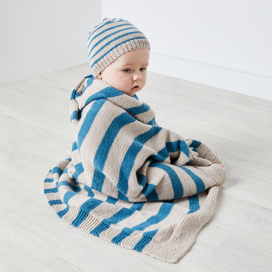 Bella Baby Baby Wonder 8Ply Striped Beanie & Blanket Project