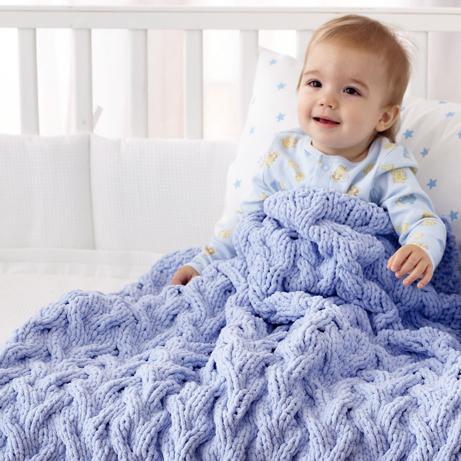 Bernat Shadow Cable Baby Blanket Project