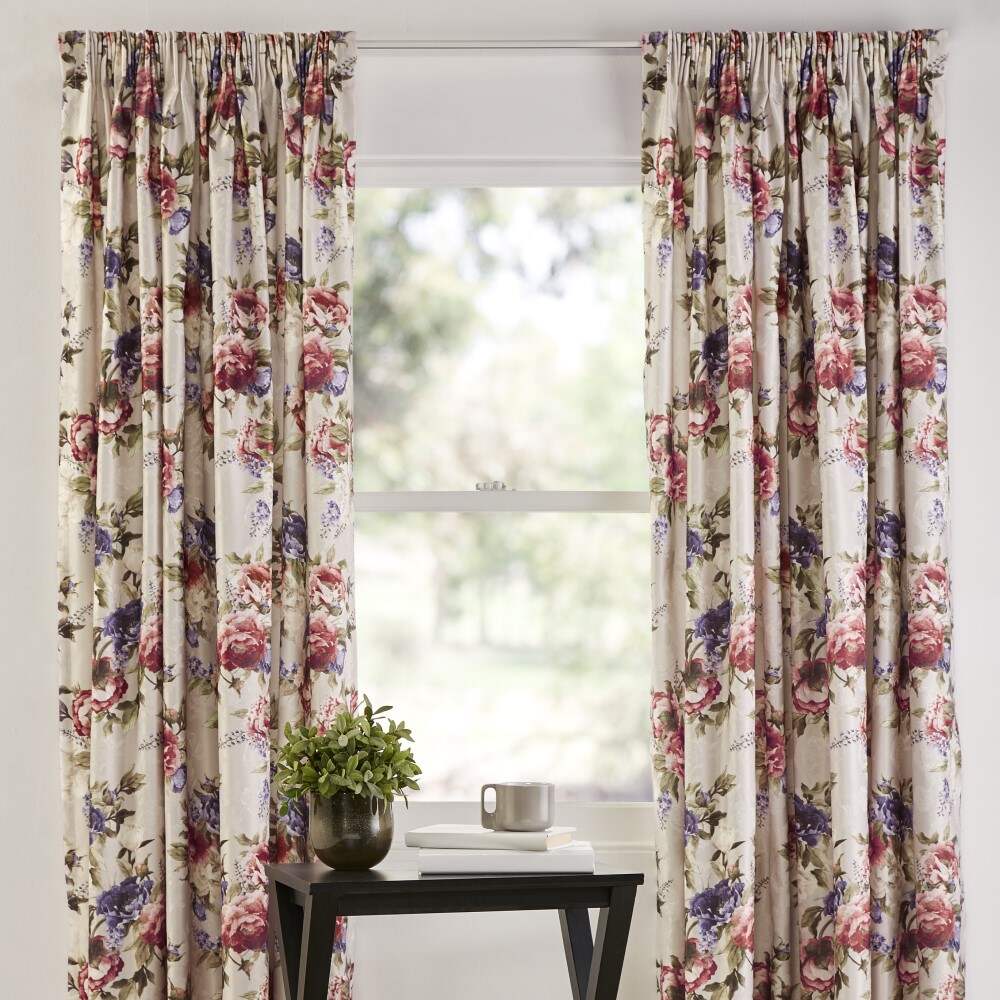 Floral living room pencil pleat curtains