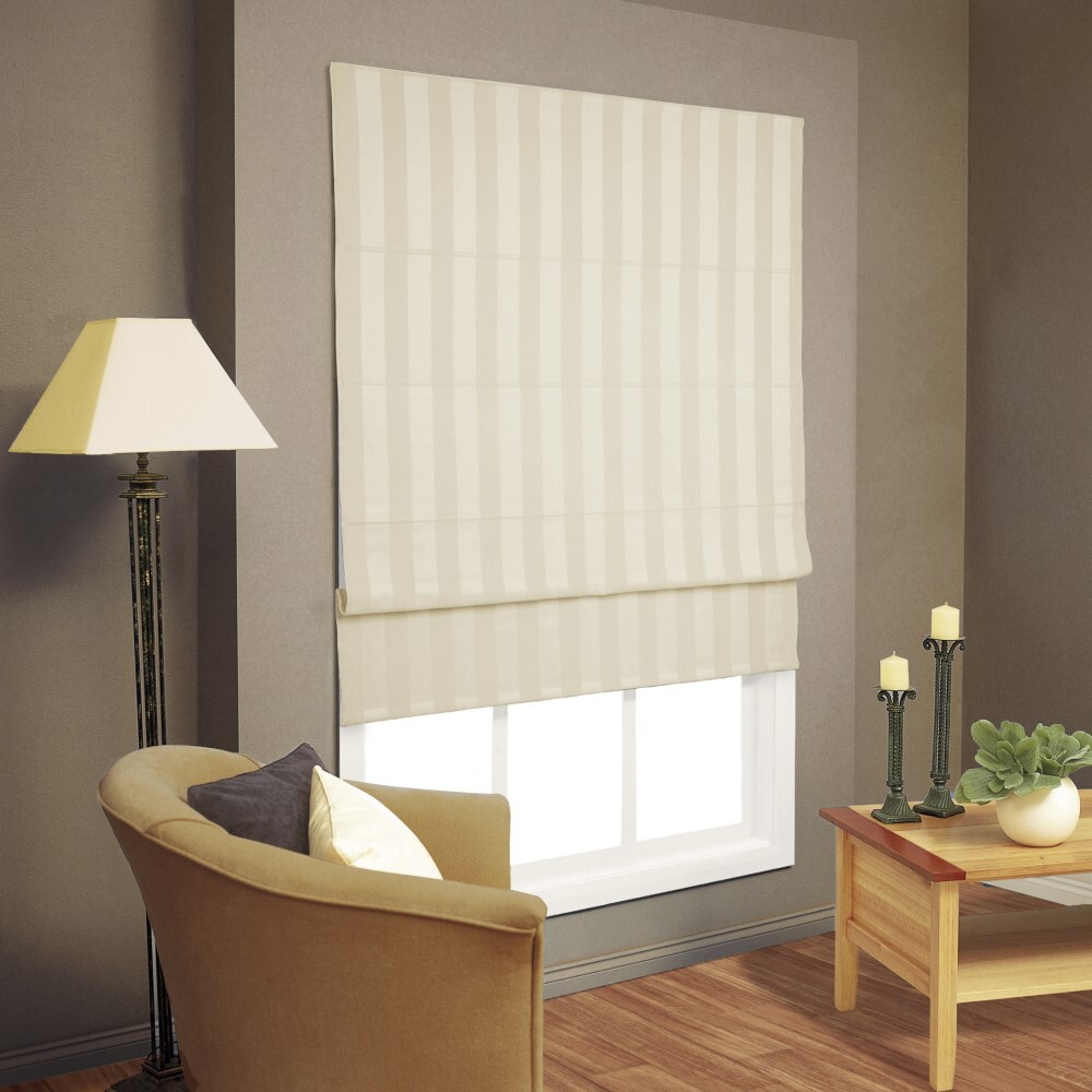 Layered living room roman blinds