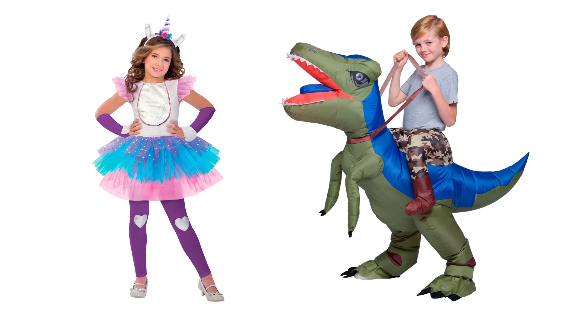 Magical Unicorn Princess And Inflatable Dinosaur Kids' Costumes
