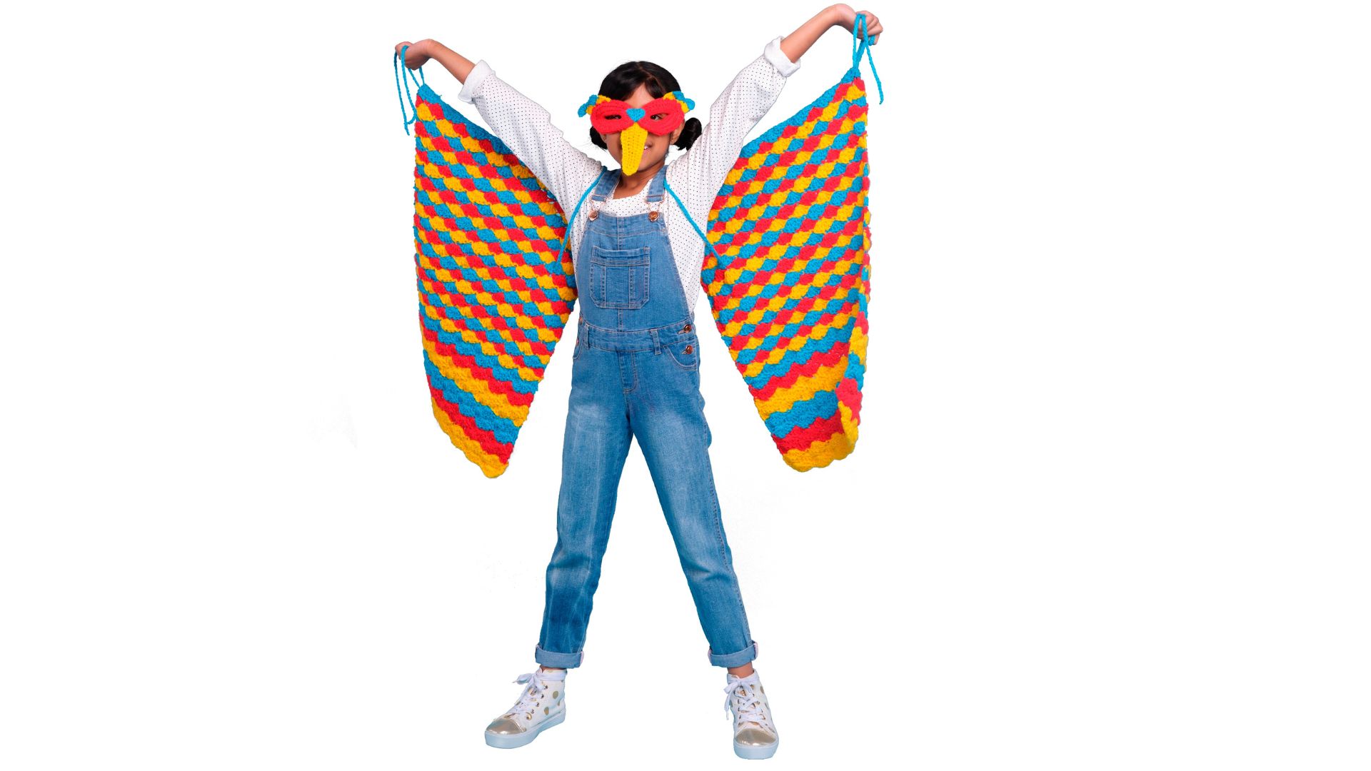 DIY Colourful Crochet Bird Costume With Matching Mask