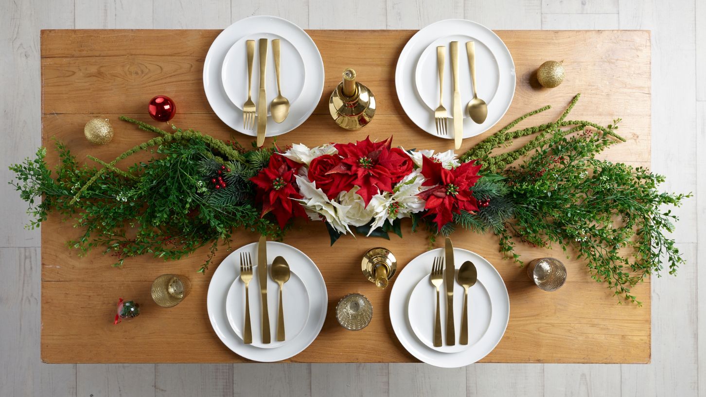 Create a Christmas in July dinner party table setting
