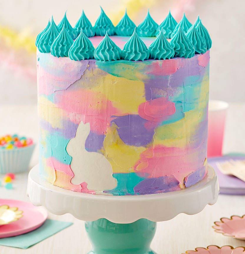 Colourful Bunny Watercolour Cake Project
