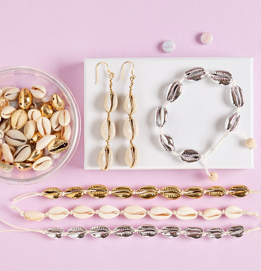 Cowrie Shell Earrings & Bracelet Project