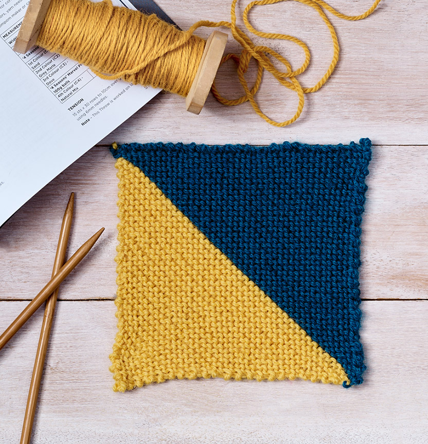 Diagonal Knit Blanket Square Project