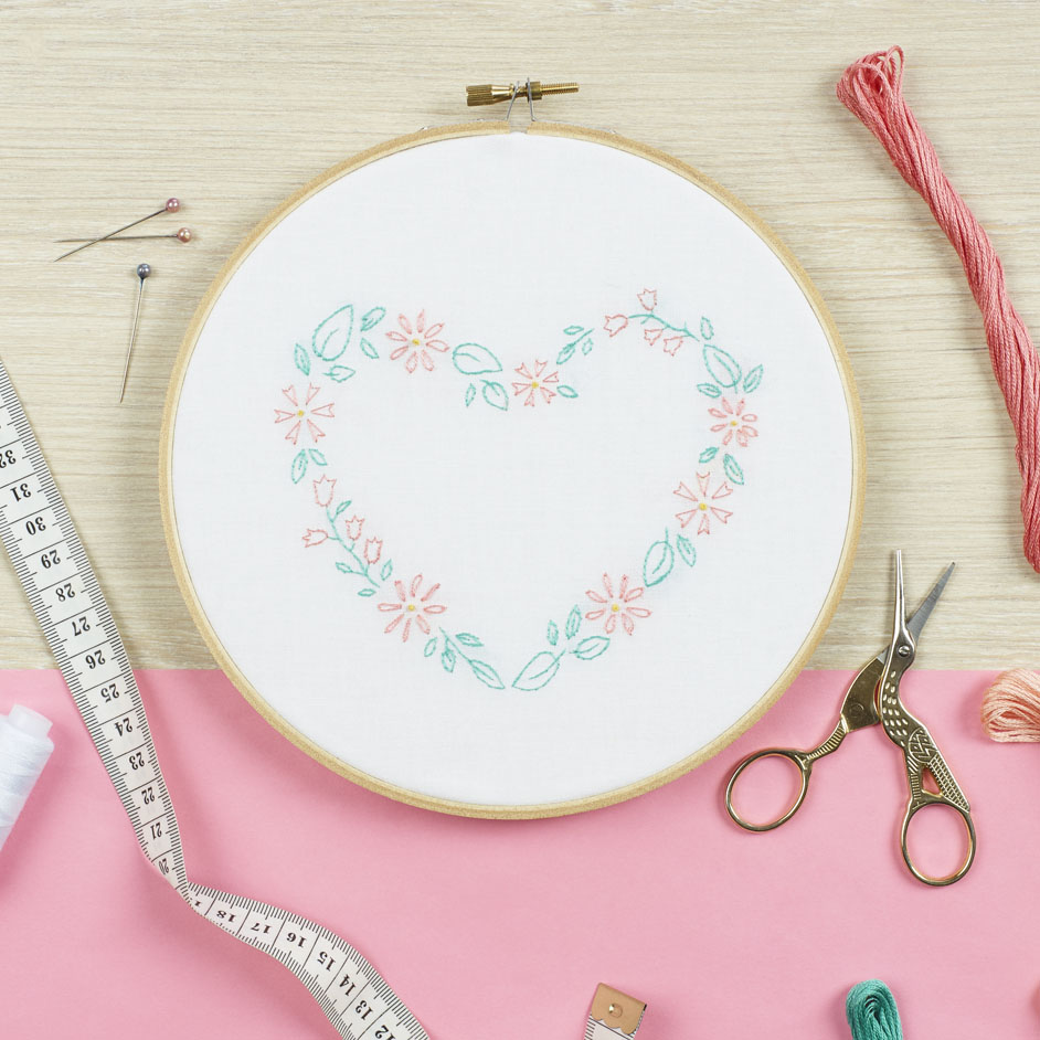 Floral Heart Embroidery Project
