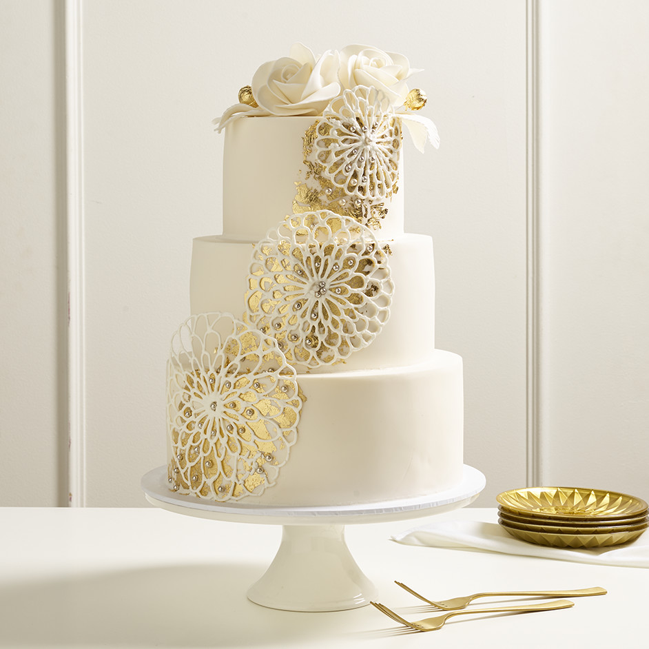 Fondant and Gold Leaf 3 Tier Cake Project