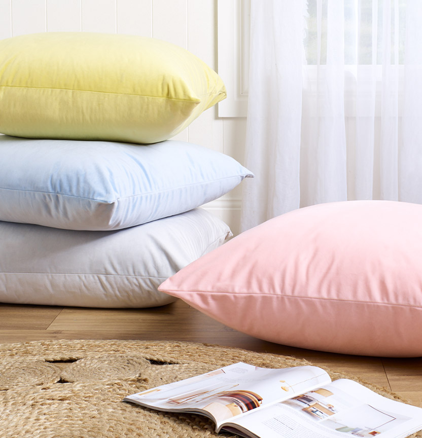 Gelena Velvet Pastel Stack Cushions Project