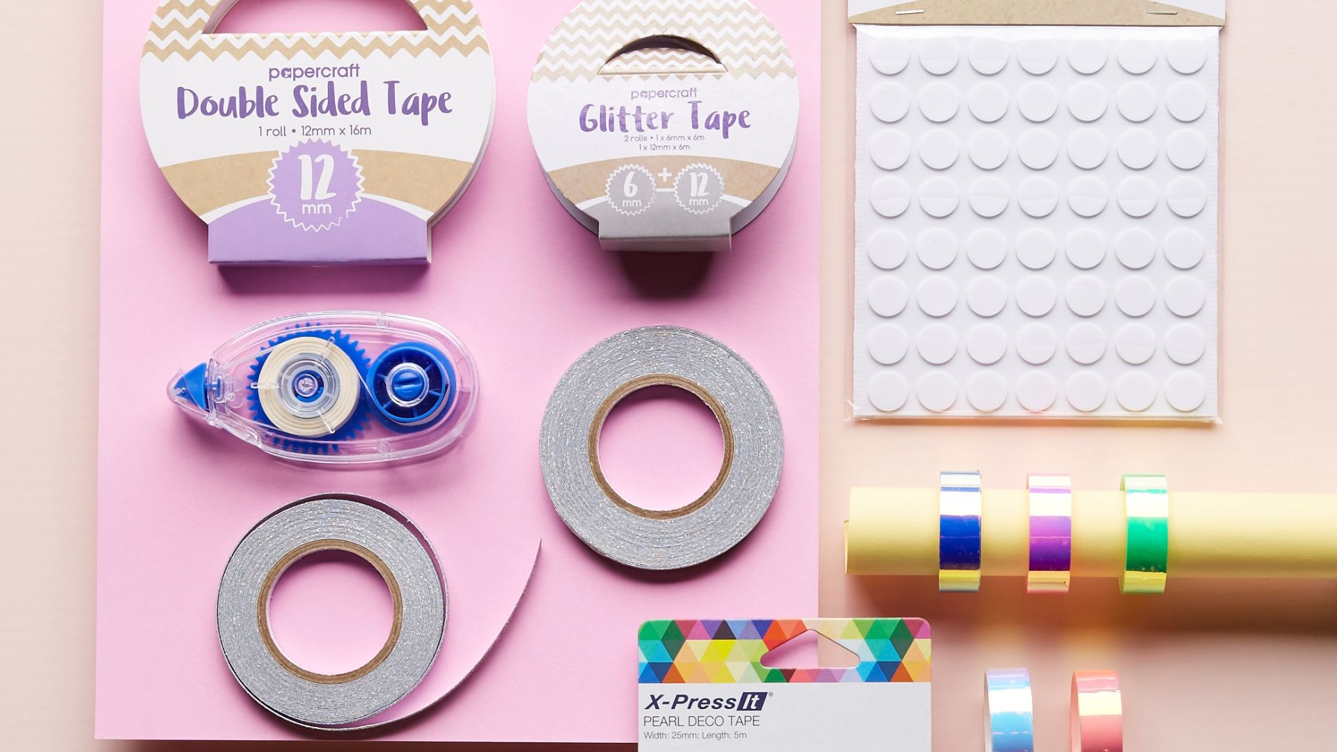 Double-sided tape, decorative tape and sticky dots from Papercraft, X-Press It & more!