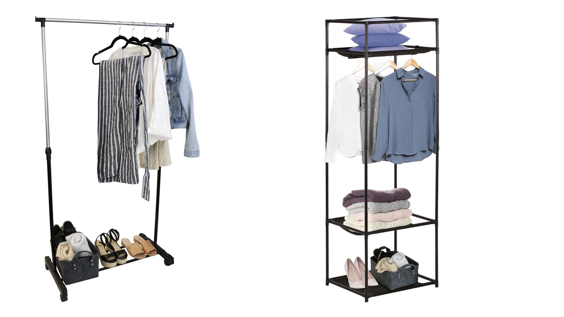 Give your guest room to unpack with a garment rack and coat hangers