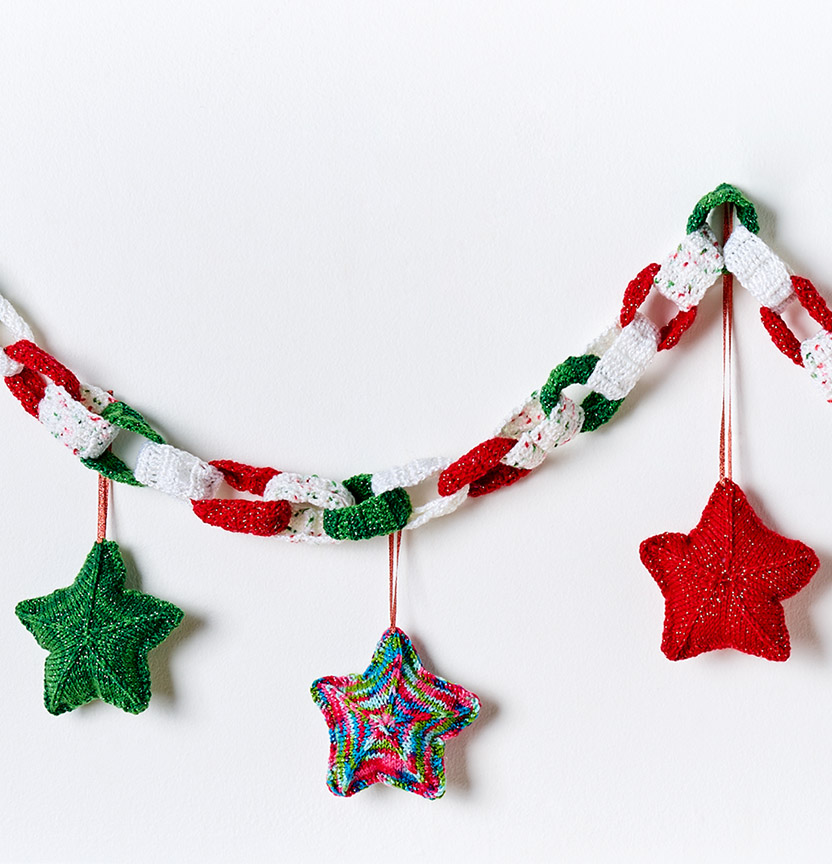 Kringle Sparkle Crochet Garland & Knit Stars Project