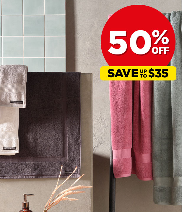 50% Off Towels & Bath Mats