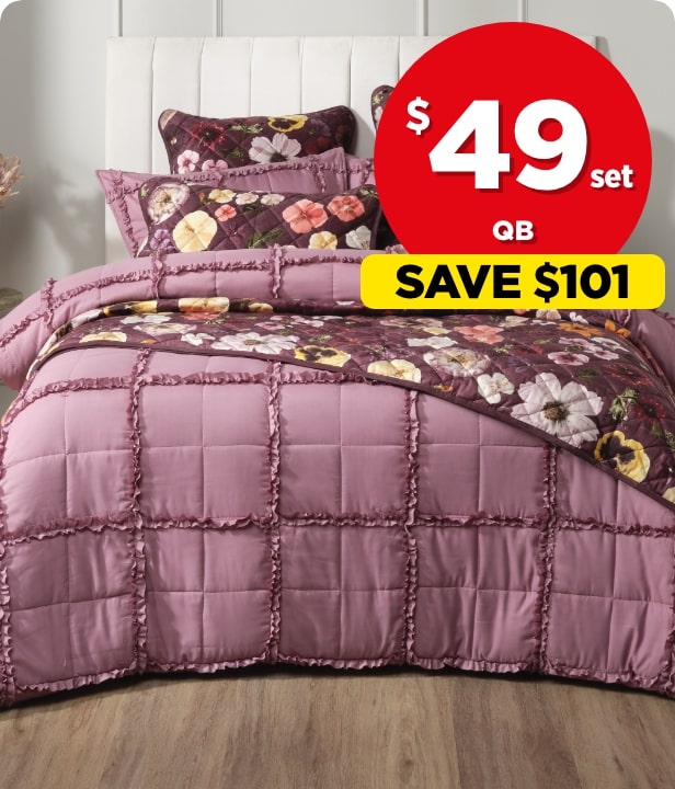 $49 set KOO Ginny Ruffle Quilt Cover Set (Queen)
