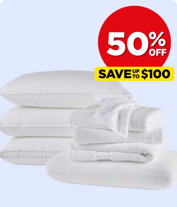50% Off All Pillows & Towels