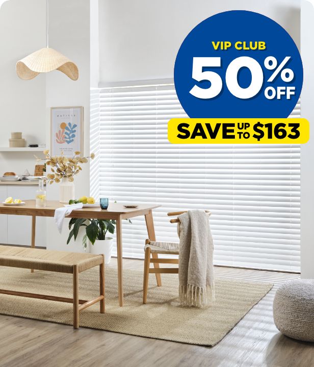 VIP CLUB 50% Off All Ready To Hang Faux Wood Venetian Blinds