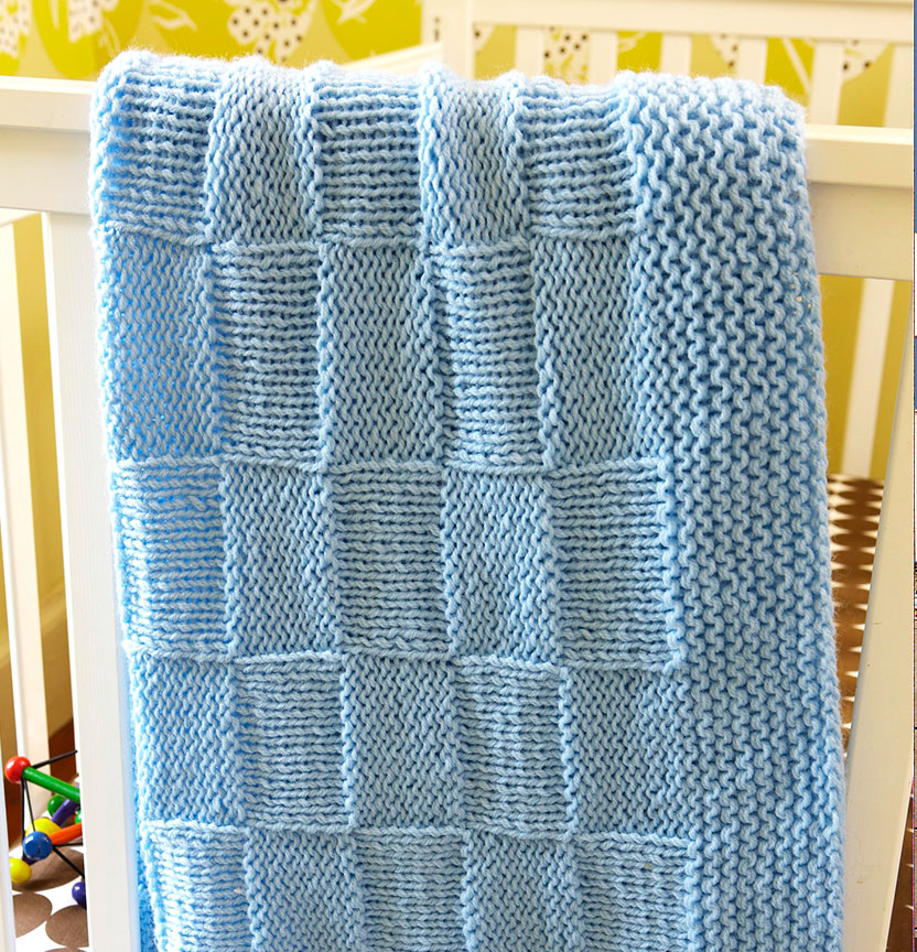 Lion Brand Baby Soft Basketweave Baby Blanket Project