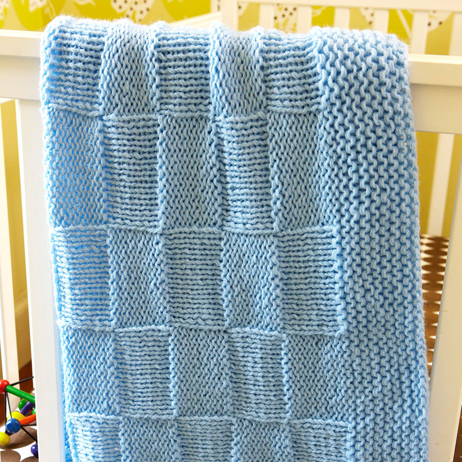Lion Brand Baby Soft Basketweave Baby Blanket Project