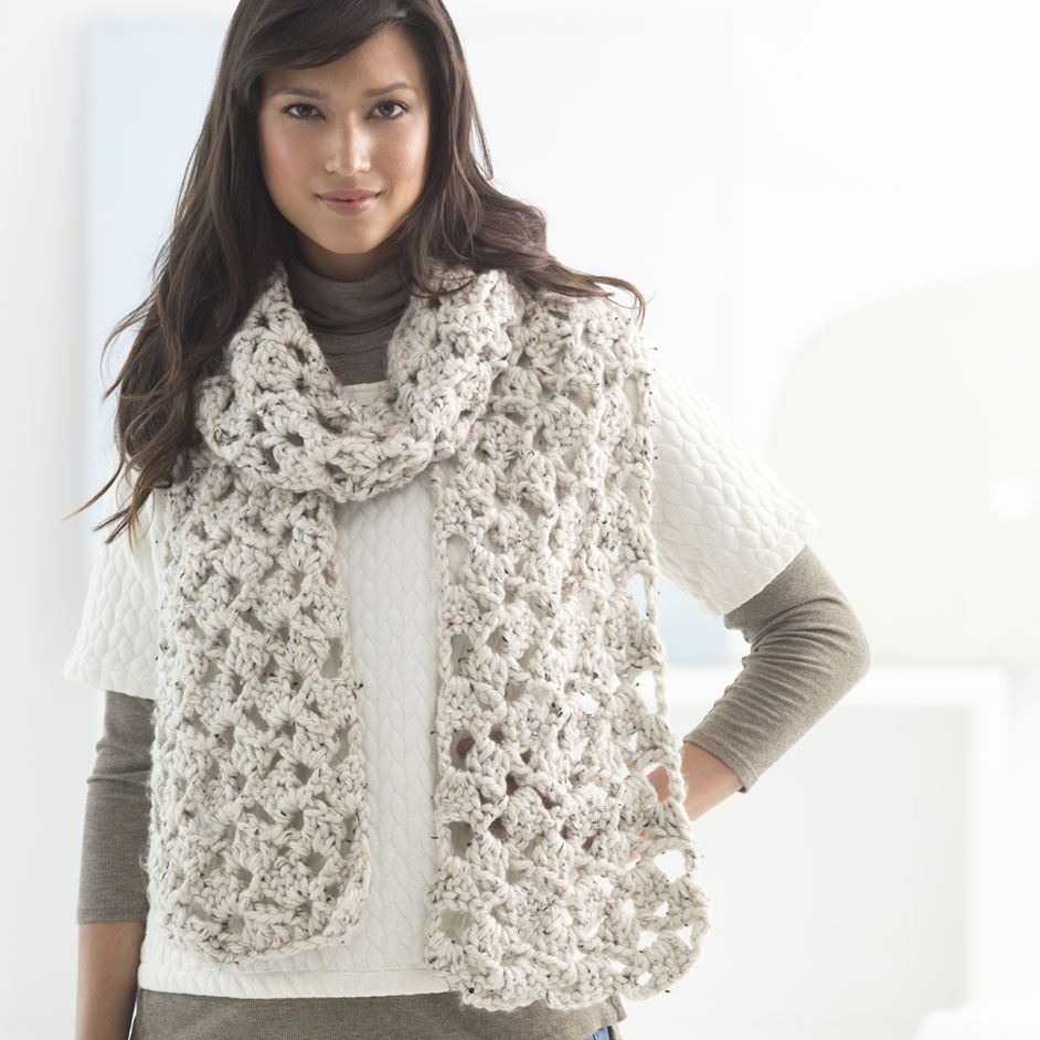 Lion Brand Hometown USA Crochet Lacy Scarf Project