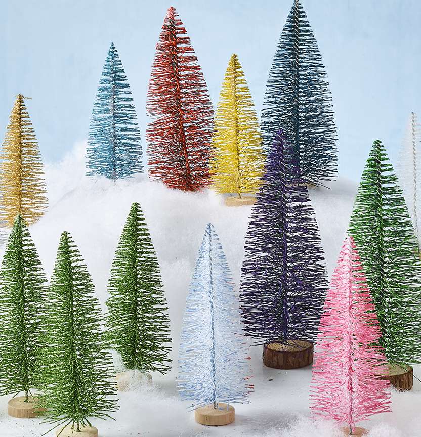 Painted Bottle Brush Trees Project