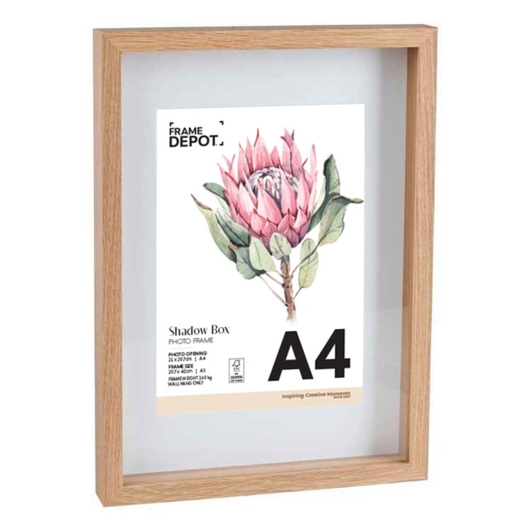 Modern Box Frame Frame Depot 29.7 x 42cm Shadow Box Photo Frame Natural A4 | Spotlight ...
