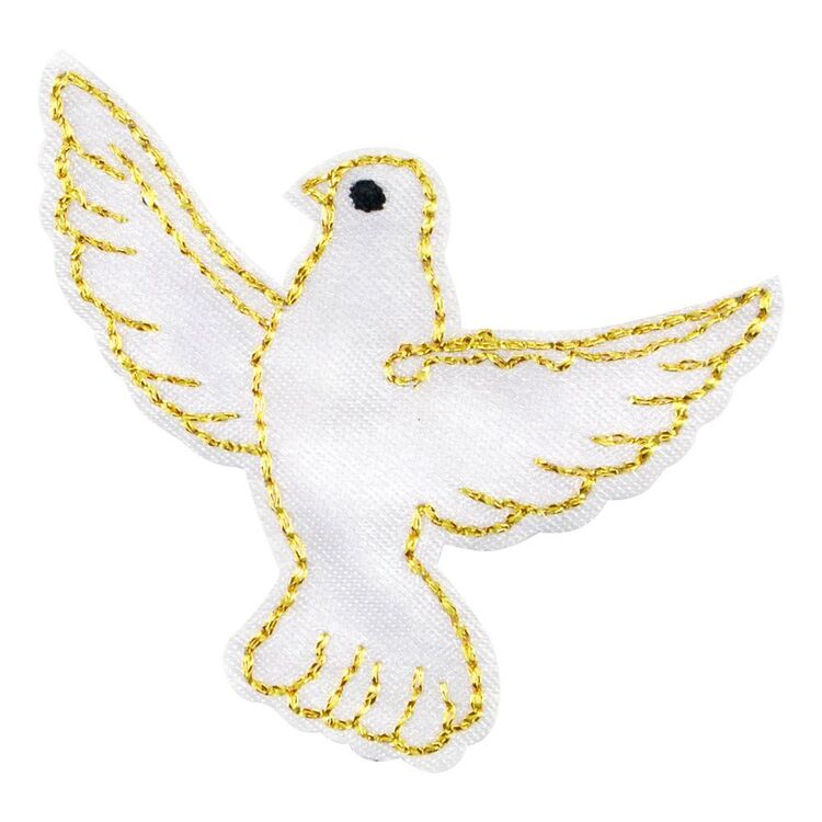 White Dove & Cherry Embroidered Iron-On Patch - Rockabilly Style, Novelty Badge For Jackets & T-Shirts