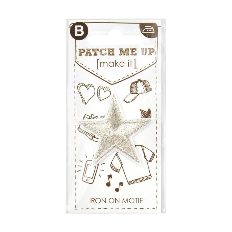 Beutron Medium Star Iron On Motif Silver - Main Image