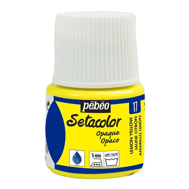 Pebeo Setacolour Opaque Fabric Paint Lemon Yellow 45 mL