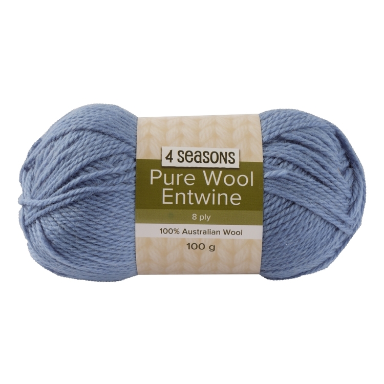 Purest Wool 4 Seasons 8 Ply Pure Wool Entwine 100g Yarn Blue Shadow | Spotlight ...