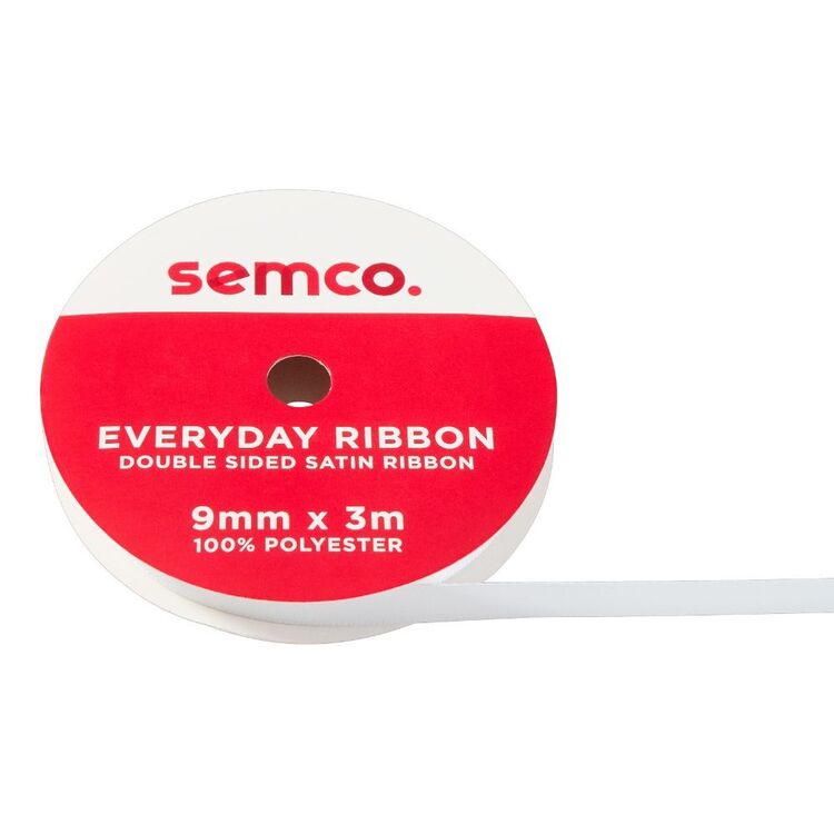 Sec Ribbon Semco Everyday Double-Sided Satin Ribbon White 16 mm x 3 m | Spotlight ...