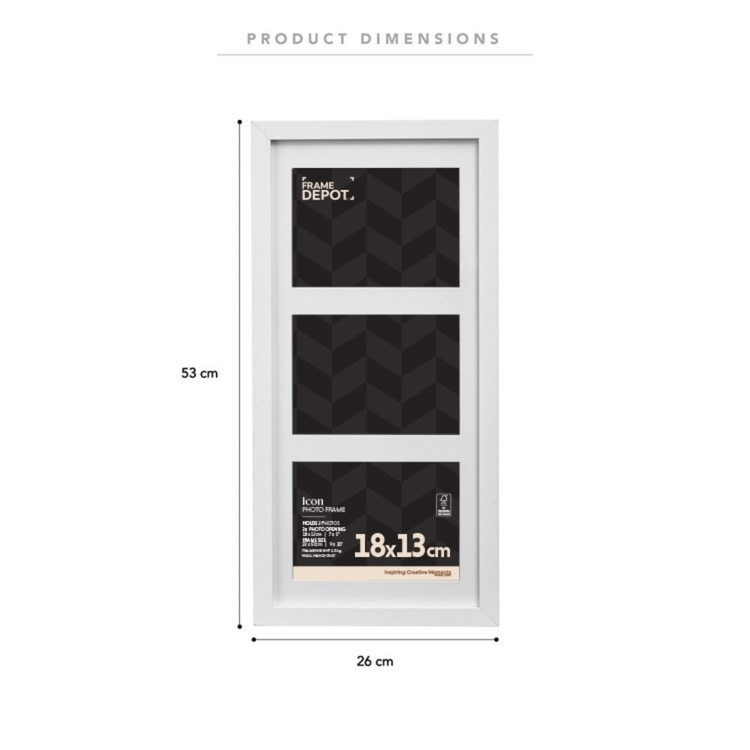 Frame Depot Icon 3-In-1 Frame White 13 x 18 cm