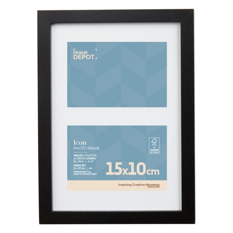 Frame Depot Icon 2-In-1 Frame Black 10 x 15 cm