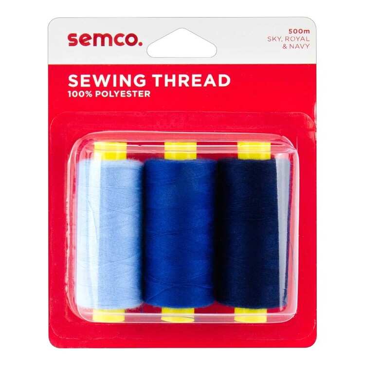 Semco 500m Sew Thread Sky, Royal & Navy