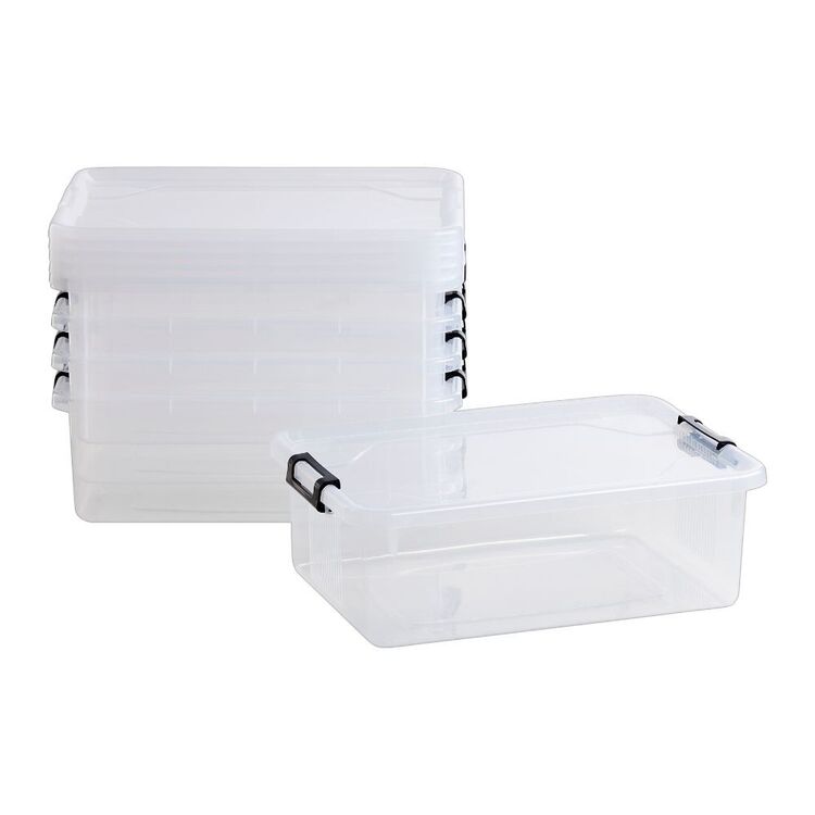 10l Loop Storage Box Living Space 10 L Storage Box 5 Pack Clear/Blue