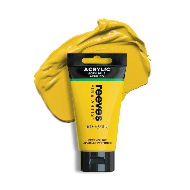 Acrylic Yellow Code Reeves 75ml Fine Acrylic Paint Deep Yellow | Spotlight Australia