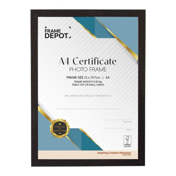 Frame Depot A4 Certificate Frame Black A4