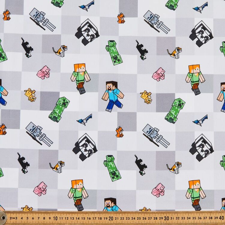 Minecraft Fabic Minecraft Mobs Cotton Fabric Grey 112 cm | Spotlight New Zealand