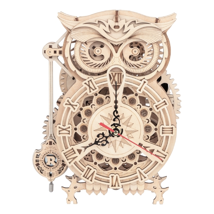 Robotime Owl Clock DIY Kit Natural - Main Image