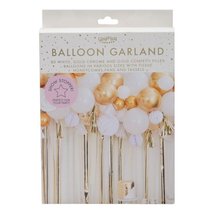 Ginger Ray Ginger Ray Mix It Up Balloon Honeycomb & Fan Garland Gold | Spotlight ...