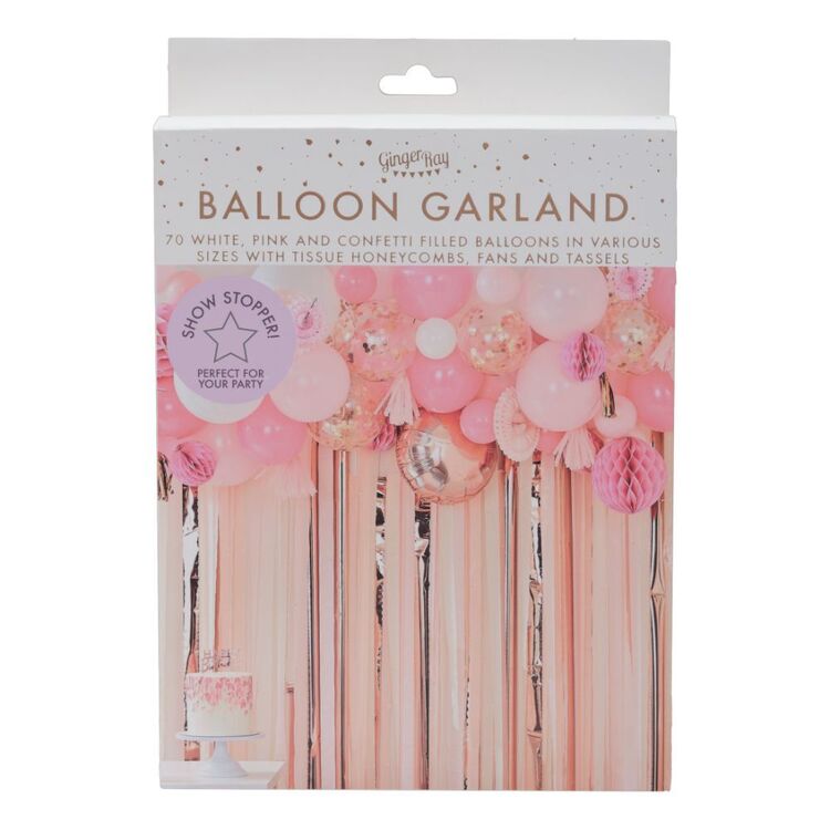 Ginger Ray Mix It Up Balloon Honeycomb & Fan Garland Pink & Rose Gold