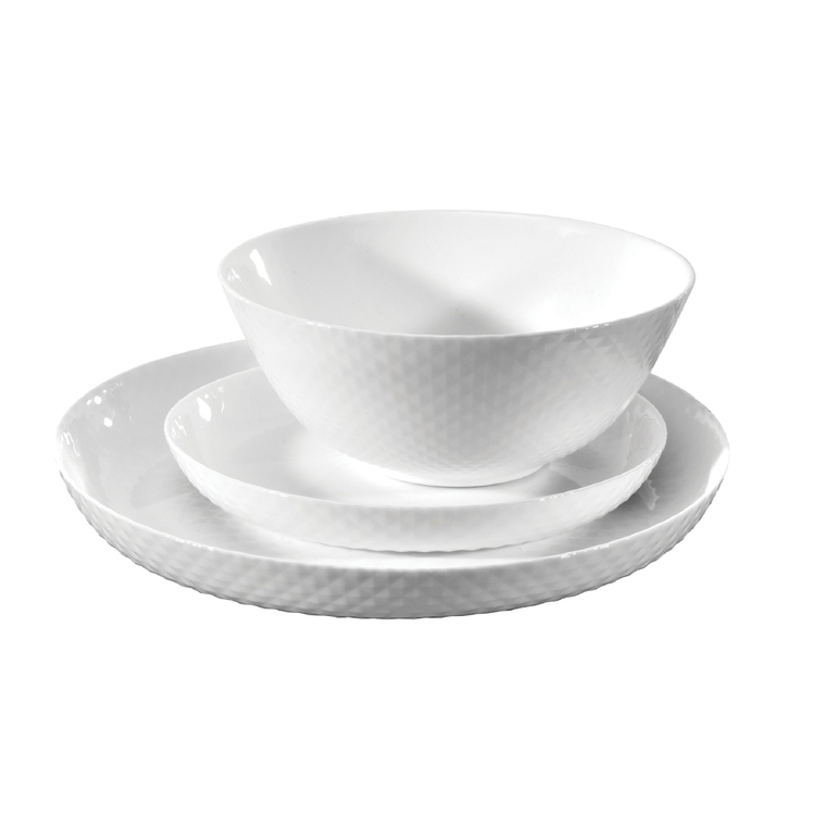 Wiltshire Diamond 12 Piece Dinner Set White
