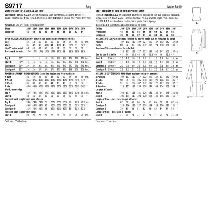 Simplicity Patterns Cardigan Patterns Simplicity S9717 Women's Knit Top, Cardigan & Skirt Pattern | Spotlight ...