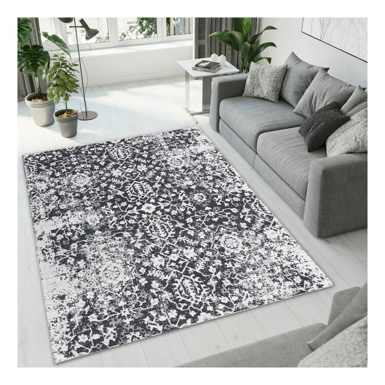 Home Decor Anti-slip Carpet Mat Black White Checkered Pattern Silicone  Floor Mat Modern Bedroom Carpet